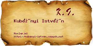 Kubányi István névjegykártya